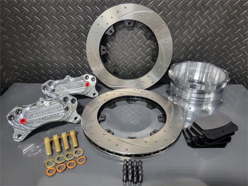 4 Piston Pro Street Dimpled and Slotted Front Brake Kit 2015-24 Mustang