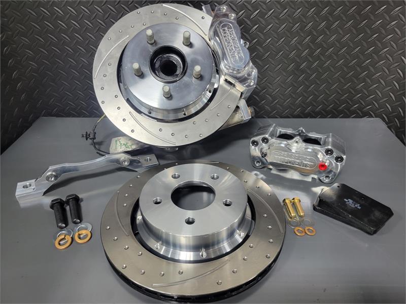4 Piston Pro Street Dimpled and Slotted Front Brake Kit 2020-22 Mustang GT500